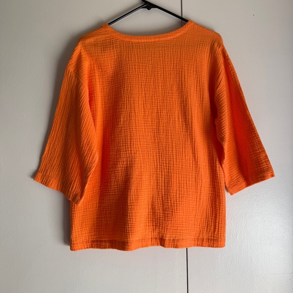Soft Surroundings Araza Gauze Orange Top Pockets Summer Vacation Women’s Size PM - Picture 6 of 7